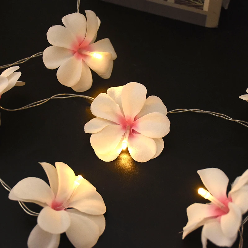 Plumeria String Lights Artificial Frangipani Gardenia Led Lights String Battery Operated for Home Garden Wedding Party Decor