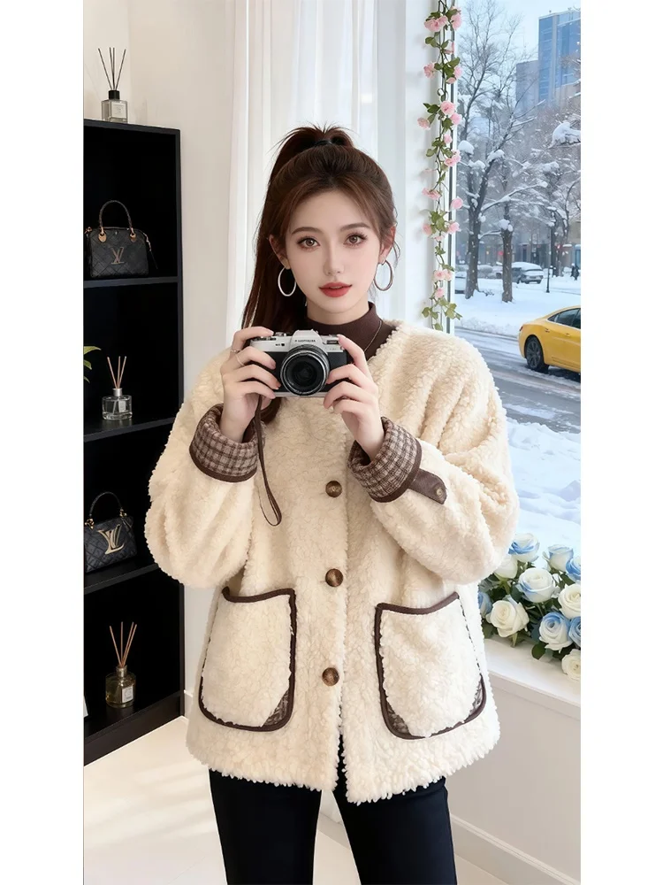 

Повседневная городская куртка с длинными рукавами, однотонная, в стиле пэчворк, корейская версия, приталенная, модная, элегантная, короткая верхняя одежда