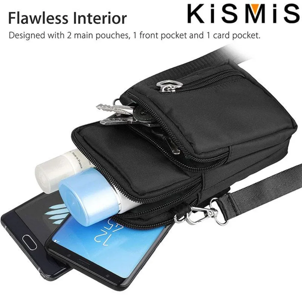 KISMIS Sports Wallet Phone Bag for Mobile Shoulder Bag Pouch Case Belt Handbag Purse Coin Wallet Retro Key Holder Bags Arm Bag