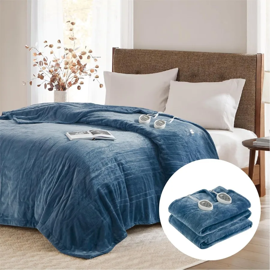 

Heated Blanket King Size Dual Control Soft Microplush Electric Blankets Auto Shut Off Machine Washable Cozy Bed Warmer for Wint