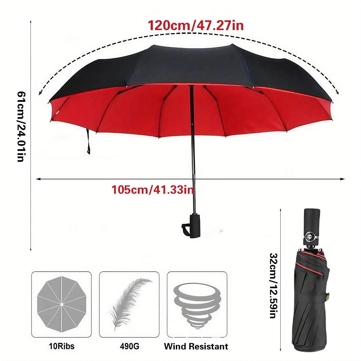 Windproof Double Layer Fully Automatic Resistant Umbrella