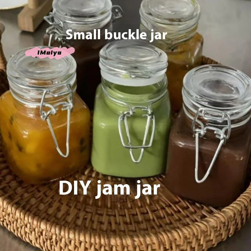 Tarro de vidrio transparente para cocina, botella de almacenamiento sellada de 50/100ml, recipiente para mermelada de fruta y pepinillos de boca grande, enlatado de alimentos para el hogar