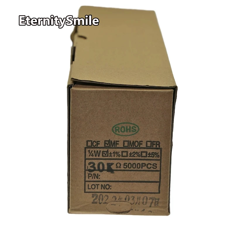 5000PCS 1/4W Resistance 1% 1Kohm~2M Metal Film Resistor Assorted Kit Set 1K 10K 22K 100K 100ohm 220ohm 1M 2.2M Resistors Pack