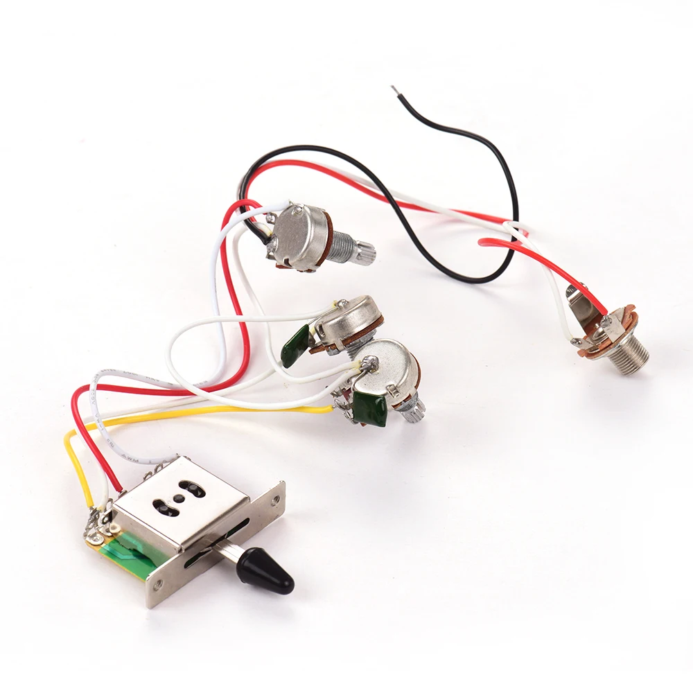 エレキギター配線ハーネスキット,1ボリューム,2トーン,1ジャック,500k, 5ウェイトグルスイッチ,Stratocasterギターとの交換