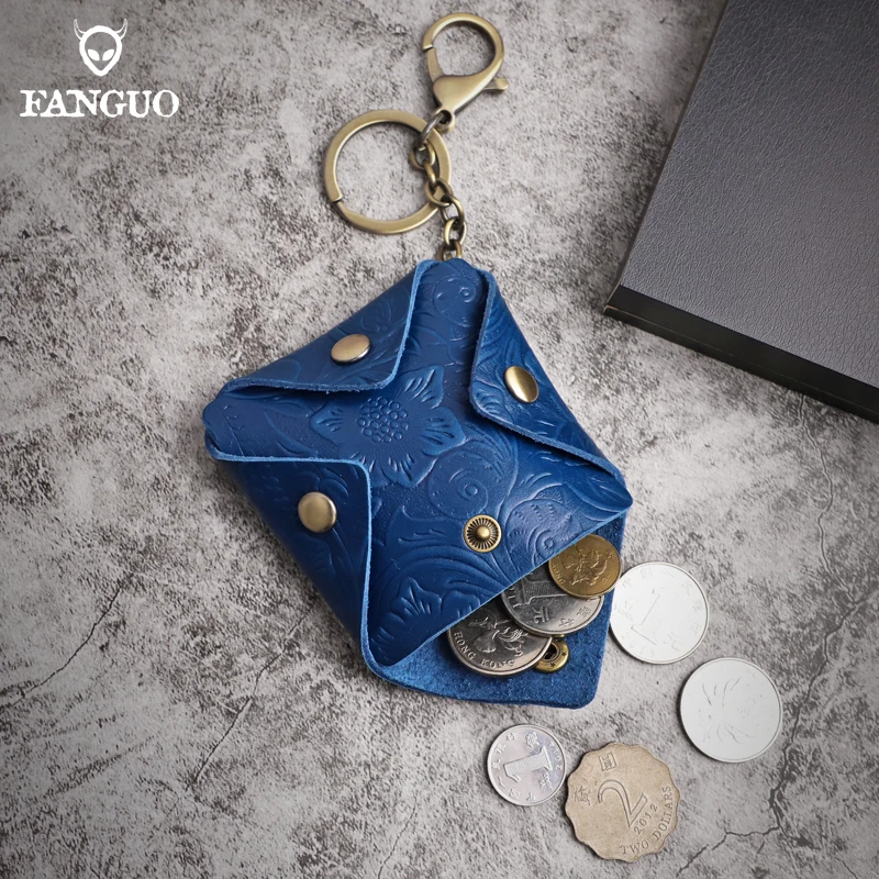 Women's Small Genuine Leather Coin Wallet Children Mini Purses Hasp Money Clip Clutch Hobo Bags Men Gift Pouch New Manual Craft