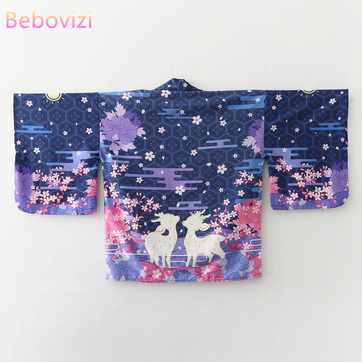 

2021 New Summer Loose Pink Blue Elk Print Japanese Streetwear Cardigan Women Men Harajuku Haori Kimono Cosplay Blouse Top Yukata