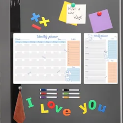 Erasable magnetic refrigerator stickers removable weekly and monthly planner note-taking message board schedule PVC whiteboard s