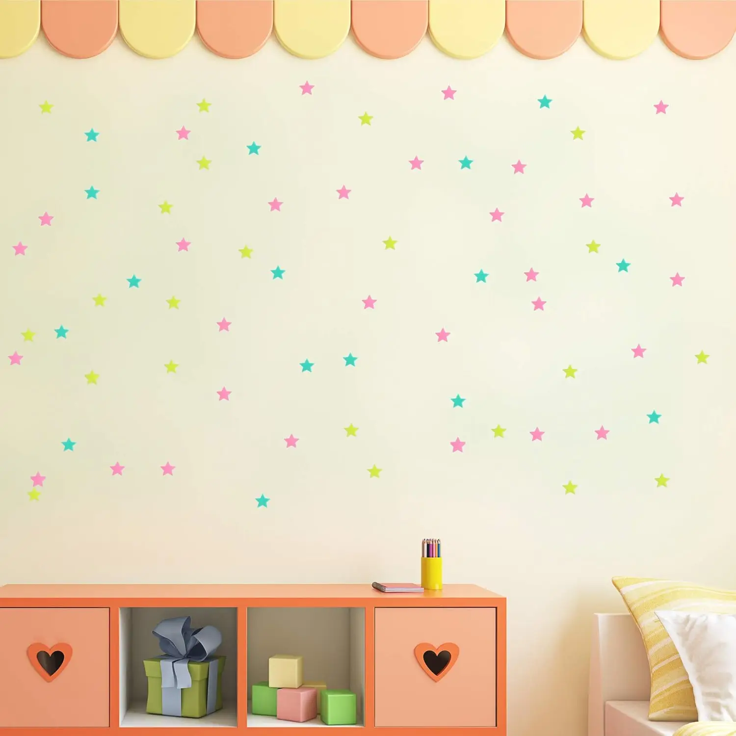 100 stks/zak 3 CM Glow In The Dark Speelgoed Lichtgevende Ster Stickers Slaapkamer Bank Fluorescerende Schilderen Speelgoed PVC Stickers Voor kinderkamer