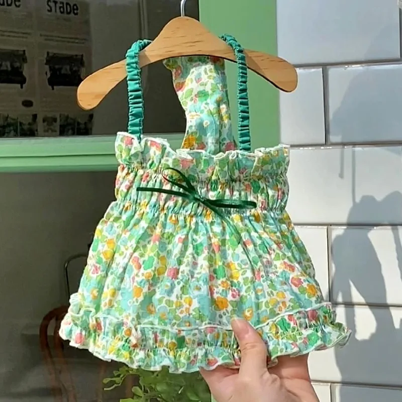

Yorkshire Green Floral Sling Pet Rustic Dress Summer Teddy Dress Maltese Cute Princess Dress Fashionable Dog Clothes