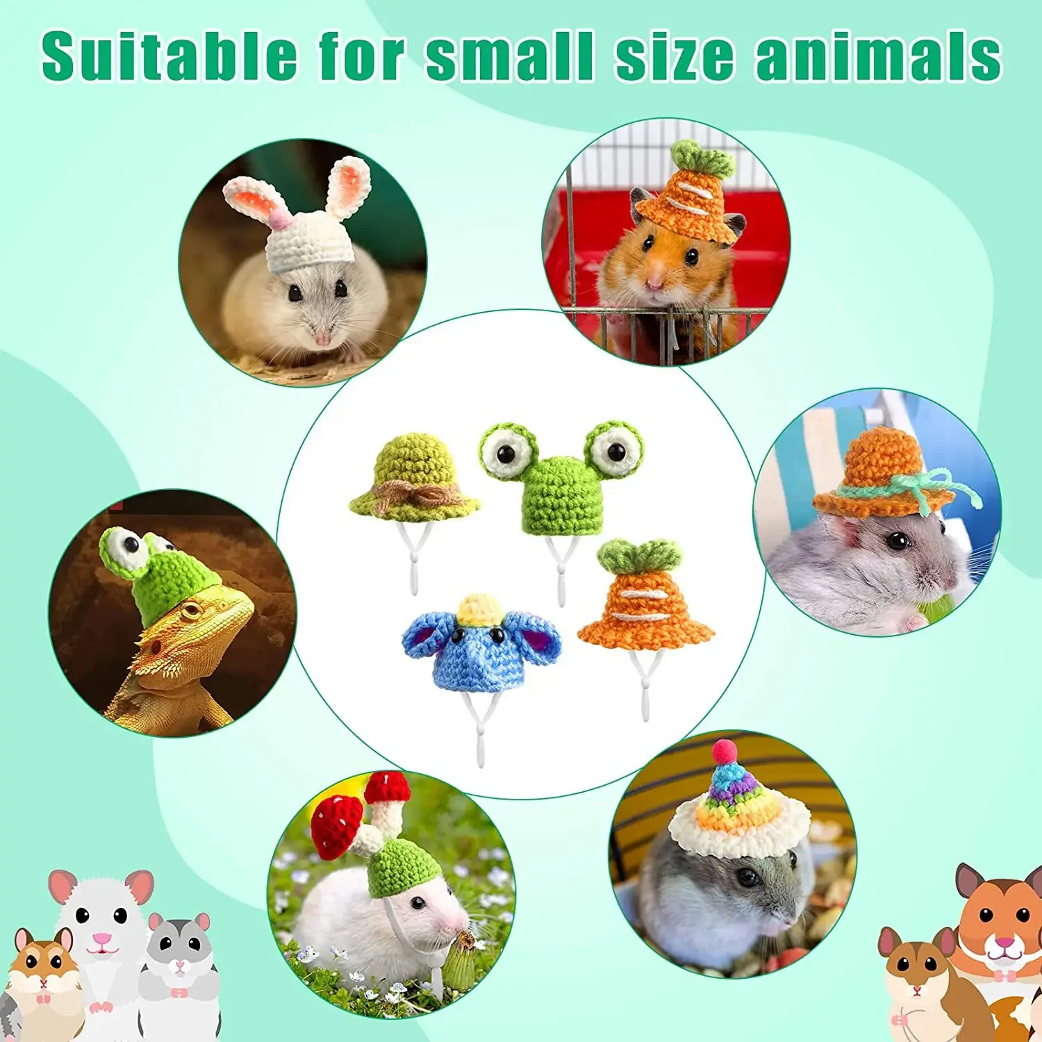 DIY Creative Pet Supplies Handmade Woolen Knitted Mini Animal Pet Hat Jewelry