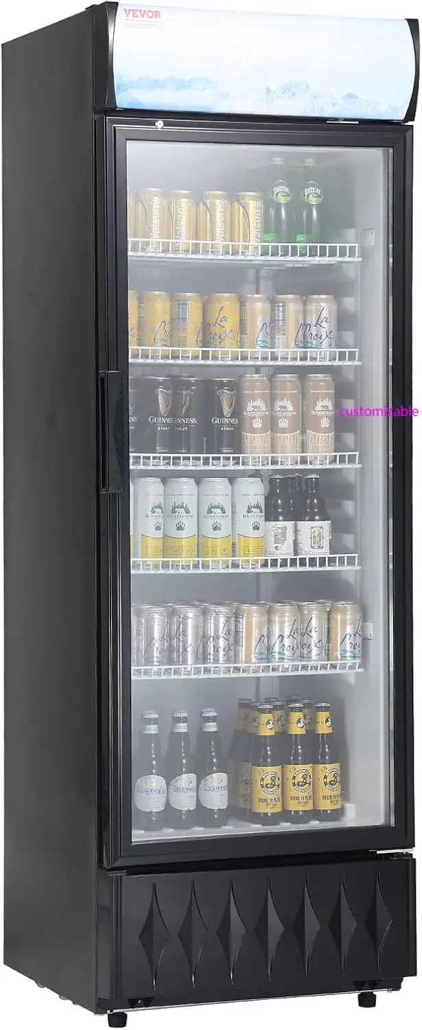 

Commercial Merchandiser Refrigerator, 12.2 Cu.Ft / 345L Beverage Refrigerator Cooler Merchandiser, Glass Door Display Refrigerat
