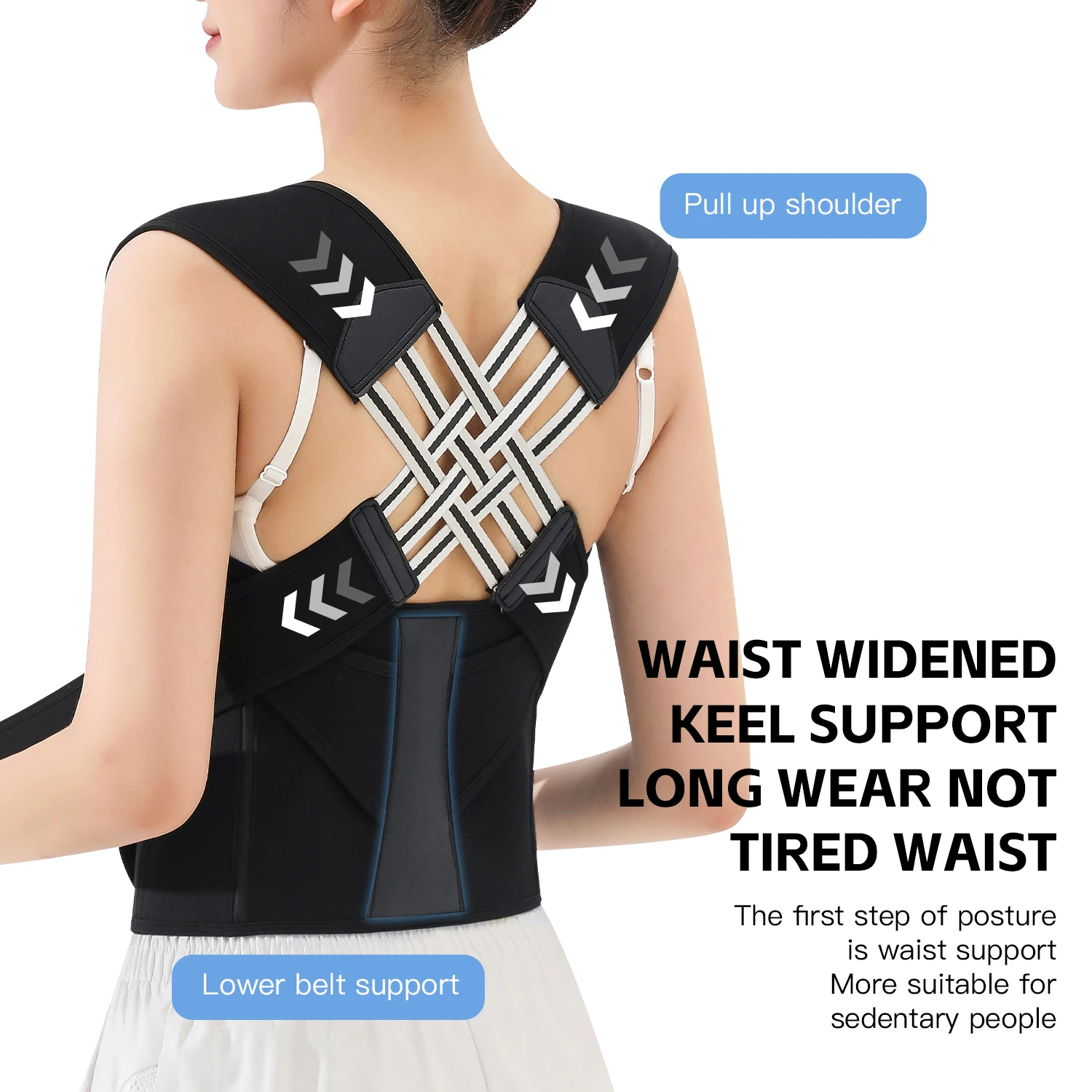 Back Posture Corrector Brace for Women Breathable Elastic Back Posture Correction Belt Adjustable Shoulder for Students