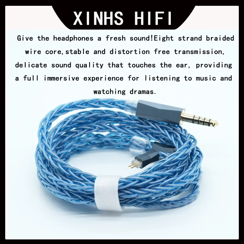 

XINHS HIFI T9 8-Core Blue Silver Plated Copper + Pure Copper Headphone Upgrade Cable 3.5mm/4.4mm/ MMCX/Recessed 2pin/IE900/IE600