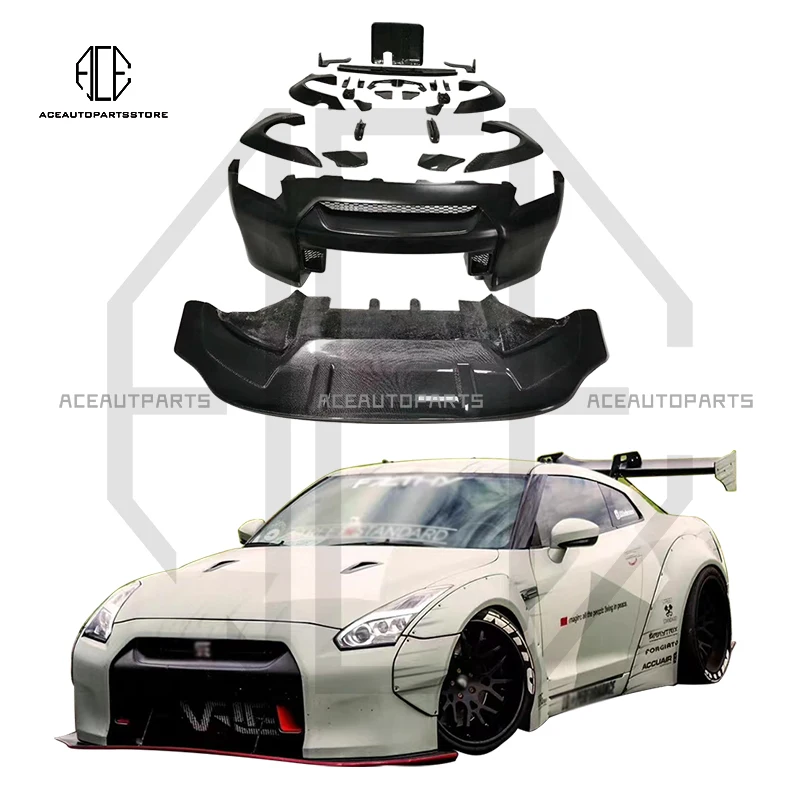 LB wide style Car Carbon Fiber GTR R35 Body Kit for Nissa n GT-R  with front bumper over fenders rear wing