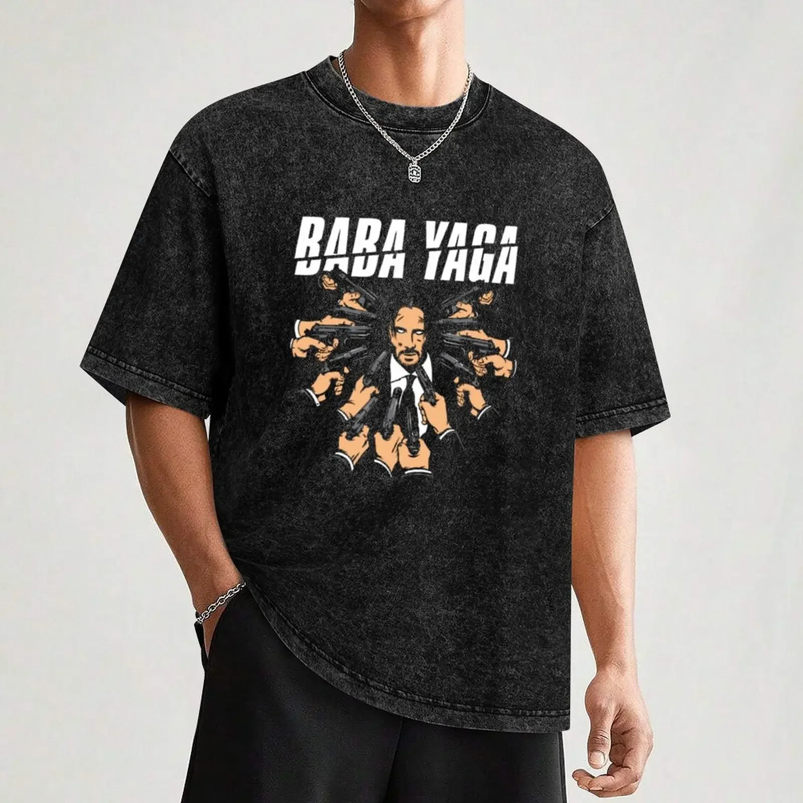 الأكثر مبيعًا - تي شيرت بابا ياجا برسومات عتيقة، قميص أنيمي، ملابس فاخرة، ملابس لابوبو ثقيلة الوزن للرجال #3