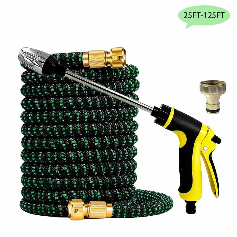 

Расширяемый шланг для волшебного сада, многофункциональный водяной пистолет с насадкой высокого давления, подходит для домашнего сада, пейзажа 25–125 футов