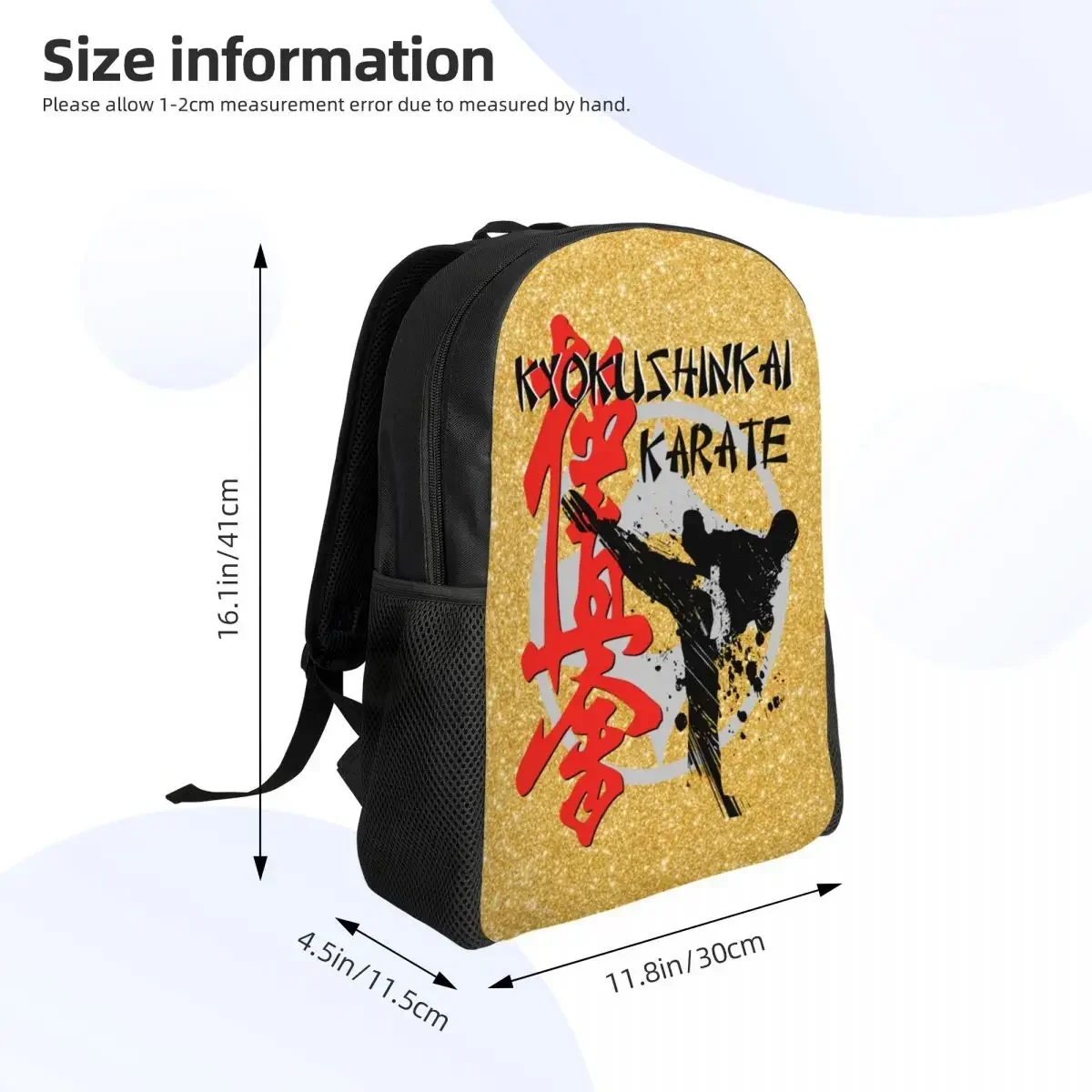 Zaini Karate Kyokushi per uomini e donne, studenti delle scuole universitarie, bookbag adatto per borse per arti marziali per laptop da 15 pollici