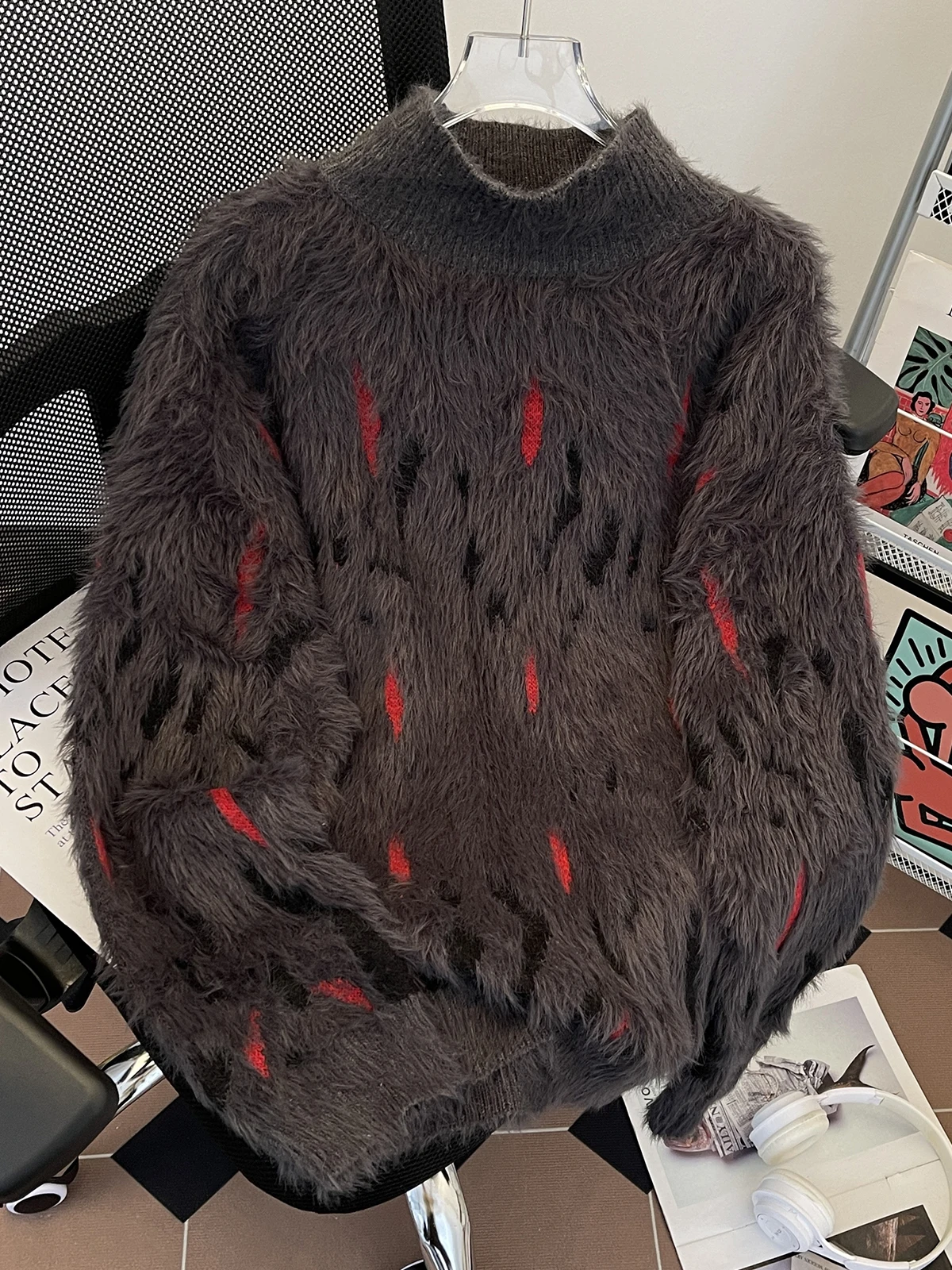 

Осень-зима норковый флисовый жаккардовый свитер мужской повседневный пуловер ретро теплый винтажный свитер трикотаж повседневная уличная одежда