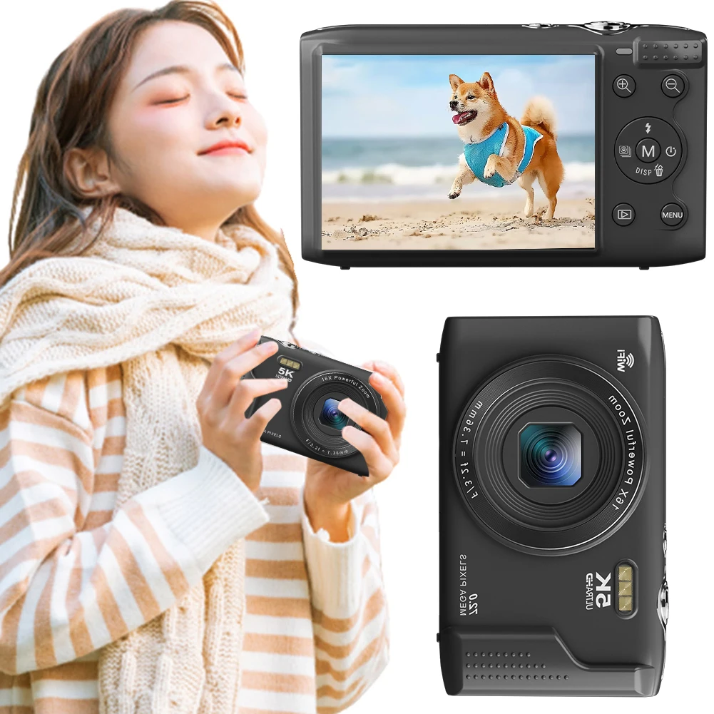디지털 카메라 5K 브이로그 카메라 16배 줌 비디오 레코더 2.8인치 LCD 화면 청소년 초보자 성인용