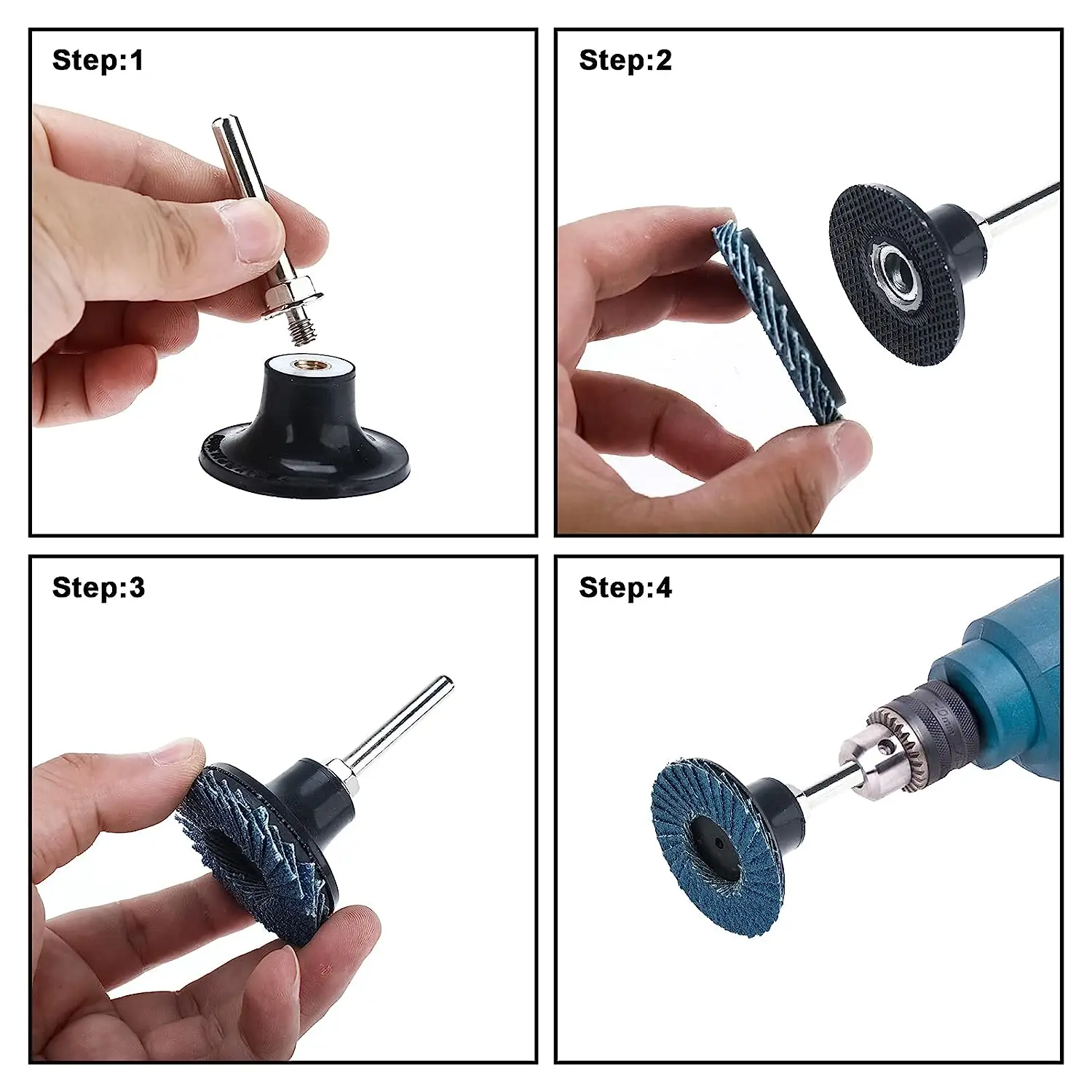 Quick Change Roll Lock Flap Disc, Disco de lixamento com suporte de almofada, Disco de condicionamento para moedor, 40, 60, 80, 120 Grit, 2 ", 40 pcs