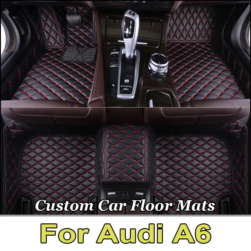 Car Floor Mats For Audi A6 C6 4F C7 4G Avant Wagon 2007~2018 Luxury Leather Mat Anti Dirt Pad Durable Carpet Car Accessories