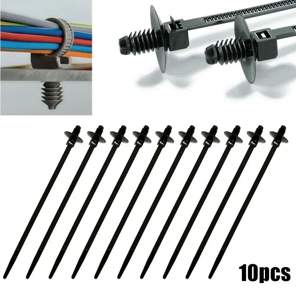 10pcs Fir Tree Push In Releasable Wiring Loom Cable Zip Tie Wrap Car Boat Traile Black Nylon Cable Tie Bundled Wire Band