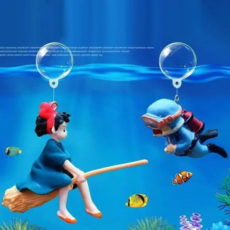 

Cartoon Fish Tanks Decor Mini Diver Simulated Floating Mermaid Aquarium Fish Tank Decoration Kiki Pendant Aquarium Accessories