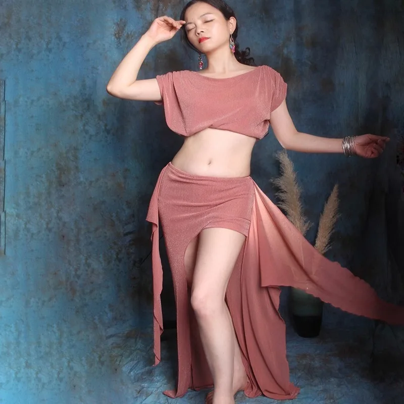Costumi di danza del ventre personalizzati Abito da pratica Elegante set di abiti da spettacolo in rete