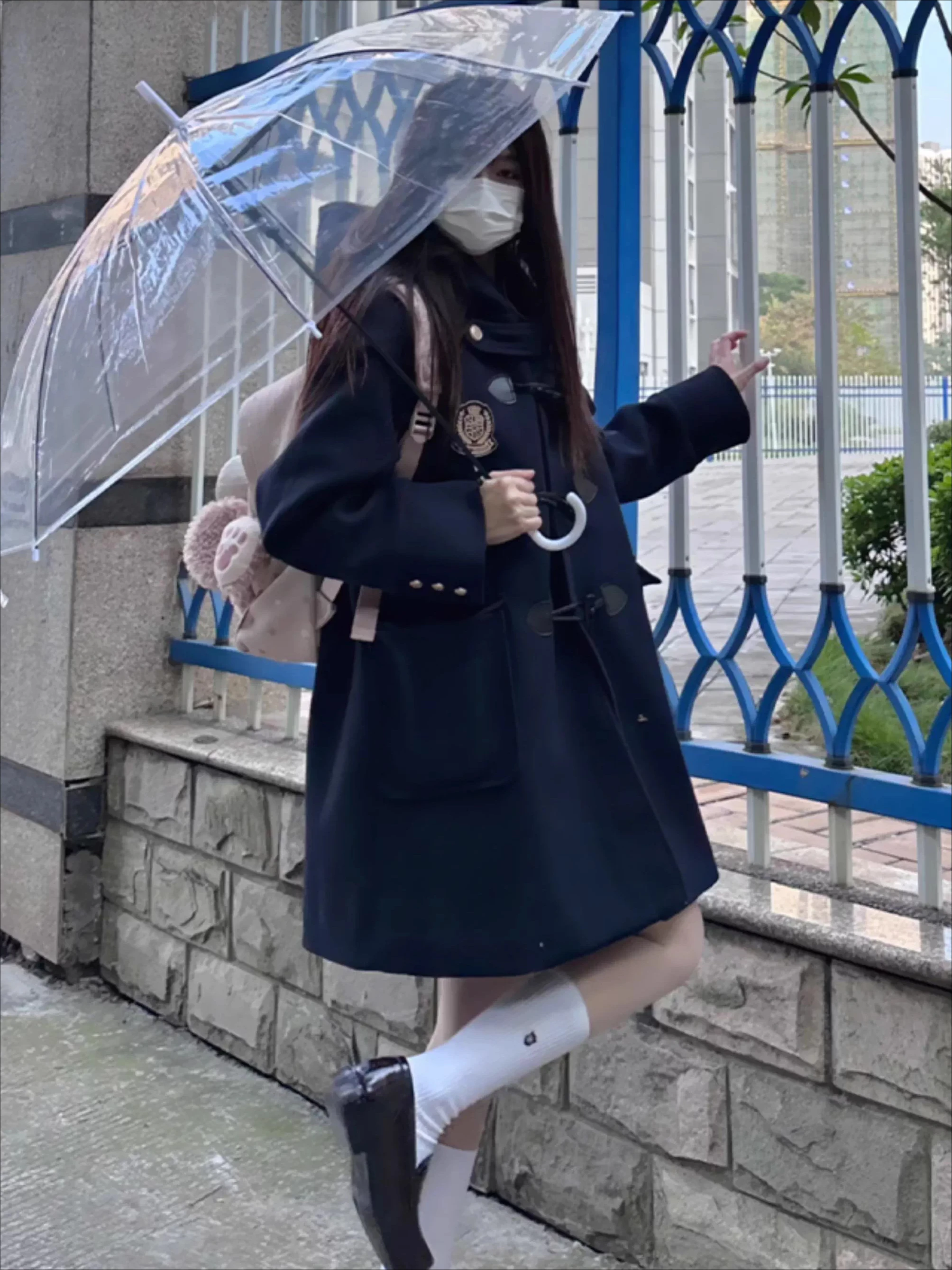 Damski płaszcz wełniany JK w stylu college, zimowy, brązowy płaszcz typu duffle z guzikami z rogu, płaszcze college Laike dla kobiet, nowość 2025