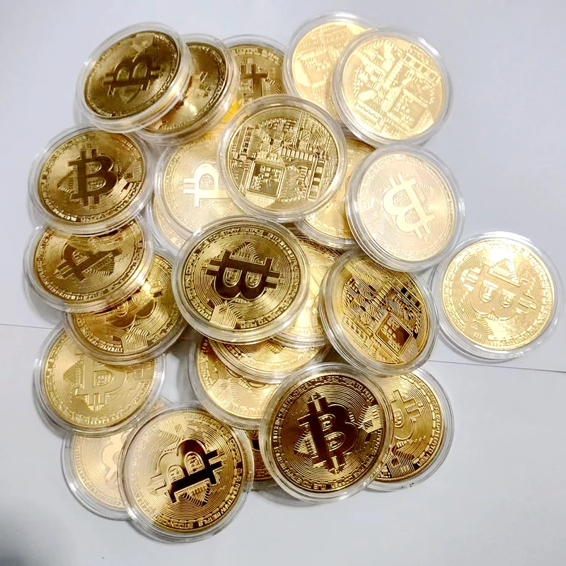 50/100 Uds adornos para el hogar Bitcoin recuerdo creativo regalo coleccionable moneda colección de arte moneda conmemorativa de oro físico