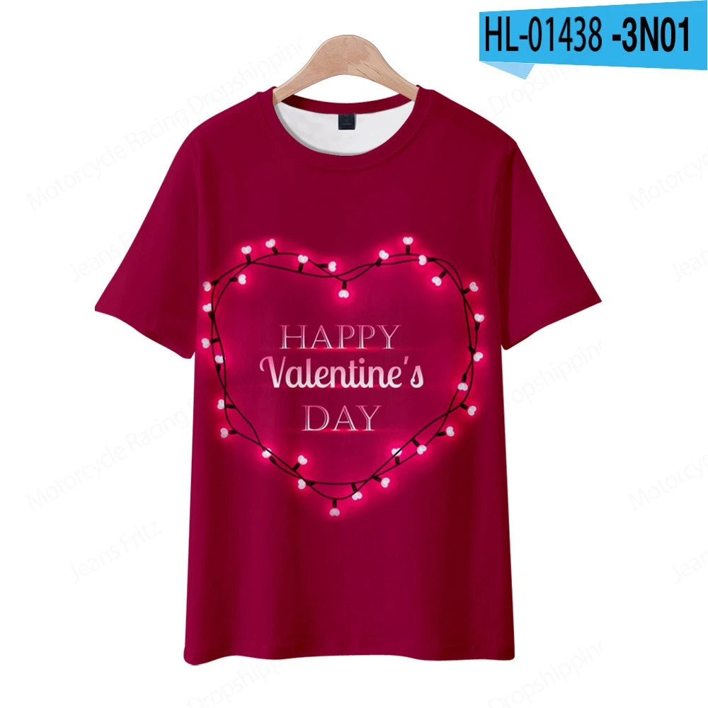 Love Heart Pattern 3d Print T-shirt Women Fashion Tshirt Summer Casual Short Sleeve T Shirt O-Neck Tops Tees Valentines Day gift