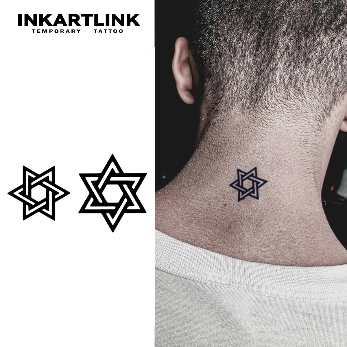 3 pcs Geometric Hexagram Temporary Tattoo,Lasts To 15 Days New Technology Magic Waterproof Semi Permanent Sticker.