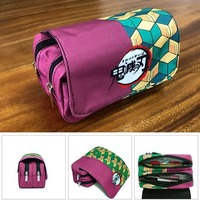 Anime Demon Slayer Pencil Case Cosplay Tanjirou Zenitsu Inosuke Giyuu Zipper Student Stationery Bag Gift