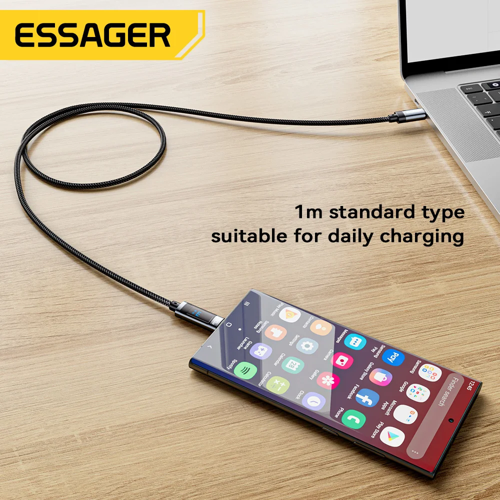 Essager-Cable USB tipo C a USB C con pantalla Digital, Cable de carga rápida PD 3,1, para Macbook Pro, iPhone 16 pro max, 2m, 240W