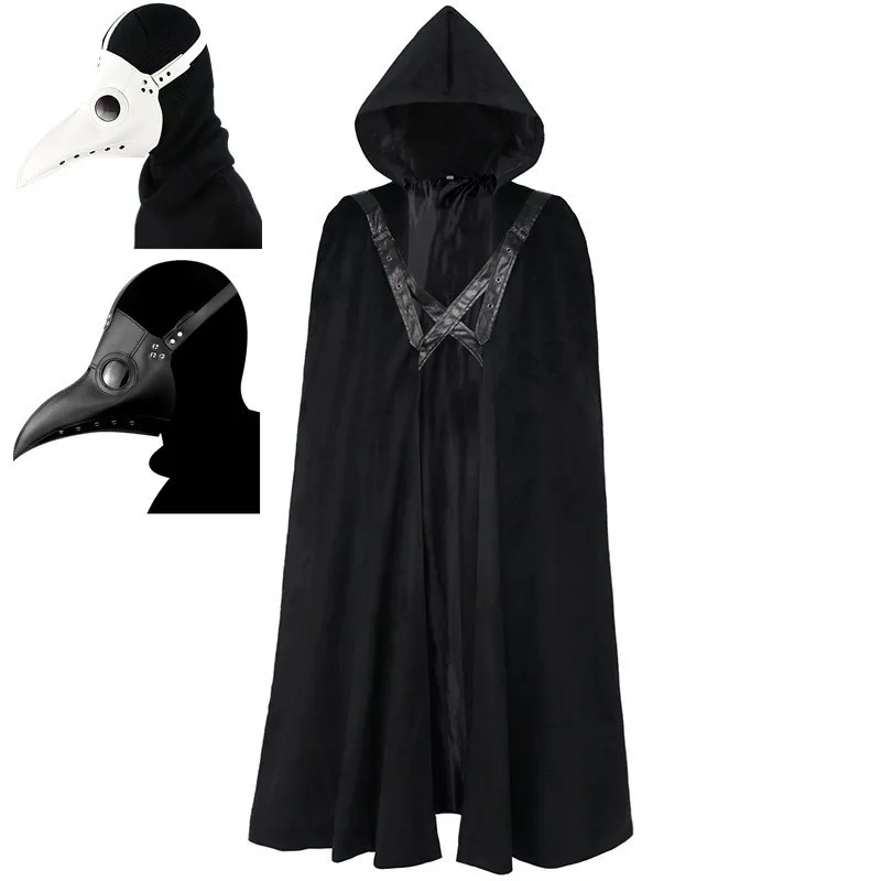 

Готический плащ с капюшоном, маска-клюв птицы, костюм Бога Смерти, модный женский наряд на Хэллоуин