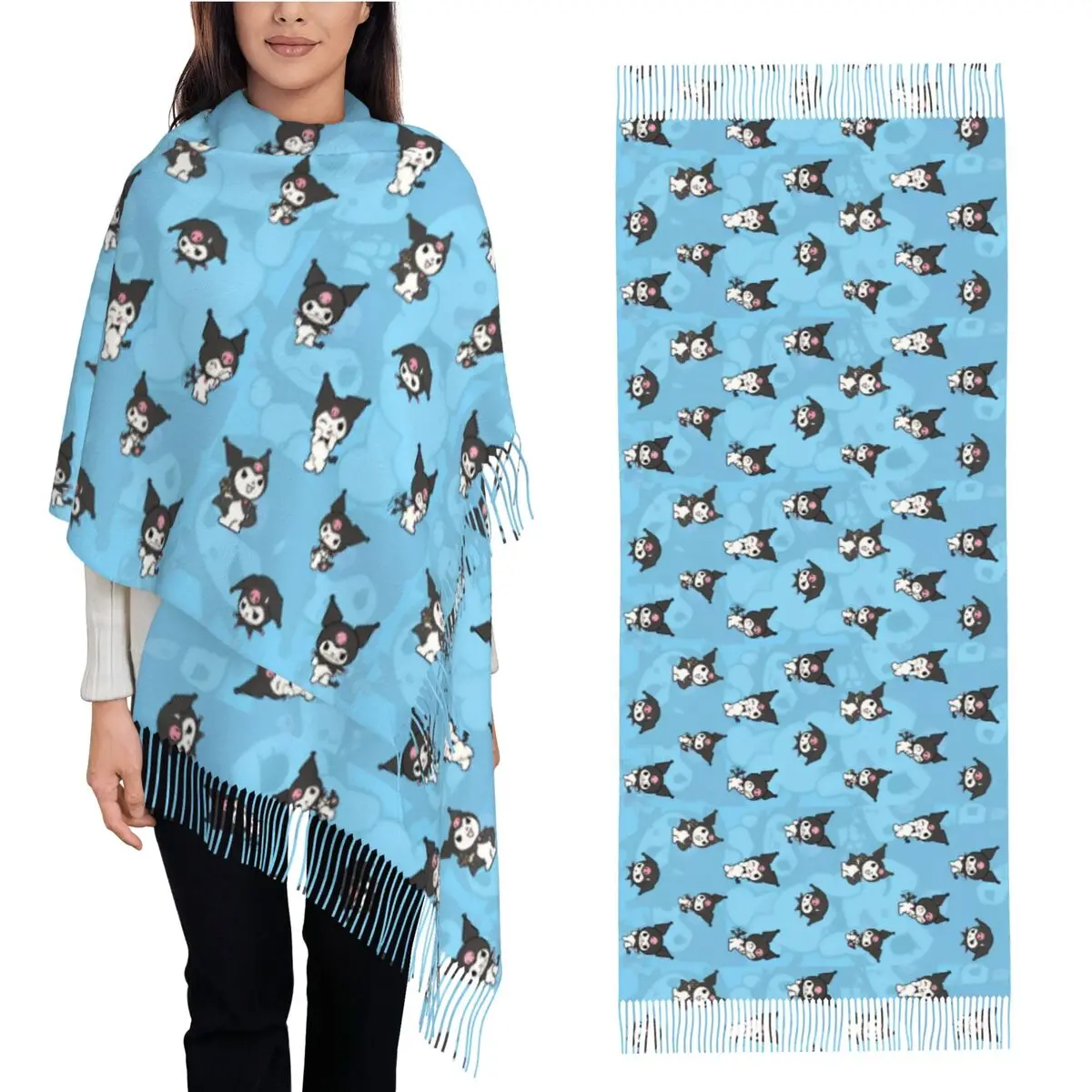

Warm Soft Scarf Winter Kawaii Sanrio Anime Shawls and Wrap Designer Bufanda Ladies Fashion Headwear Scarves