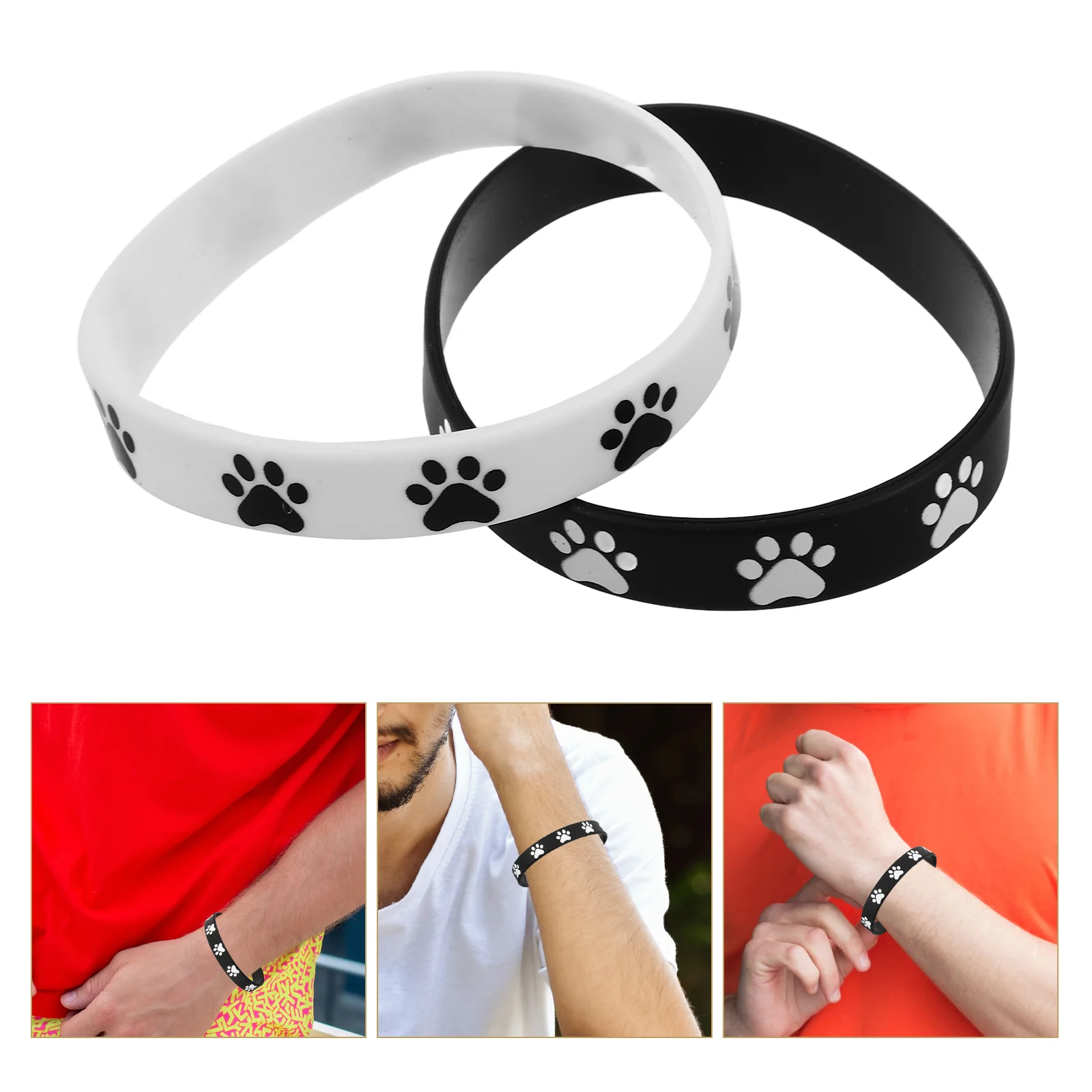 

Paw Print Rubber Bracelet Bangles Multi-color Wristbands Pet Bracelets for Parties