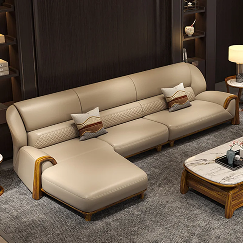 Leather sofa household first layer cowhide Chinese living room leather sofa princess furniture