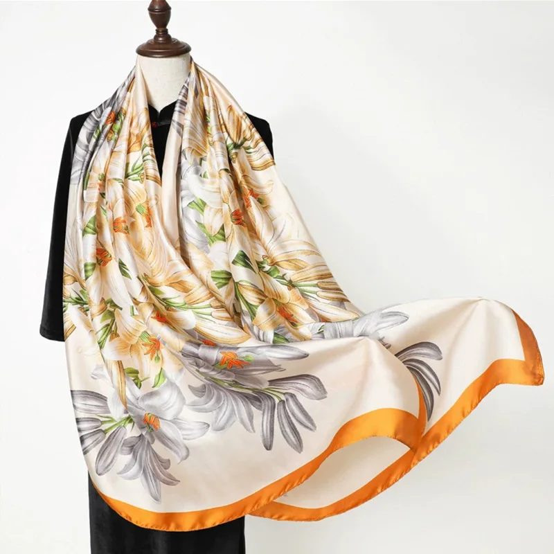 

Шарф с принтом роз и цветочным узором для девочек, универсальный, квадратный, в стиле доступной роскоши