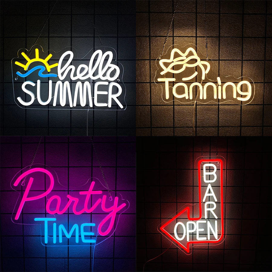 Party Time Led Neon Sign, Used For Wall Decor, Usb Powered, Bar Club Holiday Party Man Cave Restaurant Signboard Wall Lamp.