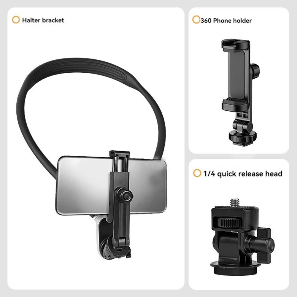 ABDE-Hands Free Wearable Neck Holder Phone Stand Universal Hanging Mount For Holder Gopro Dock Station Bracket