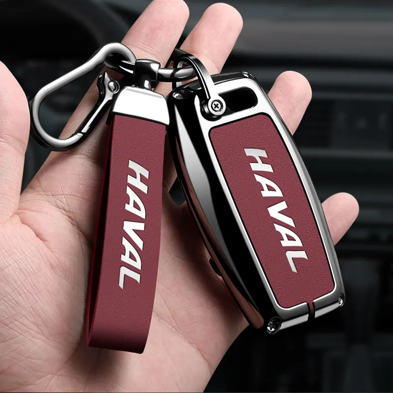 Fernbedienungs-Autoschlüsselhülle aus Leder für Great Wall Haval Jolion H9 H6 F7 F7X F7H H7 H8 GMW Dargo mit Metallhülle und Schlüsselanhänger – Detail 11