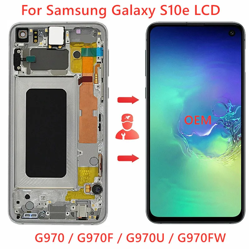 

For Samsung Galaxy S10e G970FU LCD touch screen AMOLED display digital component replacement without burn shadow