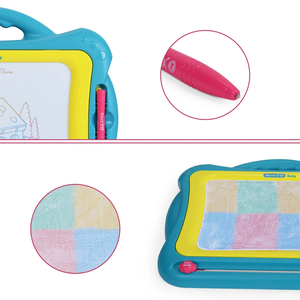 لوحة رسم مغناطيسية ملونة للأطفال بمقبض، فرشاة مغناطيسية، 5 ختم فواكه وملصقات يدوية، مسح تكرار، هدايا للأولاد والبنات، عطلة #2