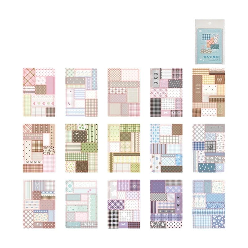 Patchwork Pattern Journaling Paper Set, 30 Sheet Writable Note Paper Pack for Journals, Notebook and Scrapbook Decoration F19E