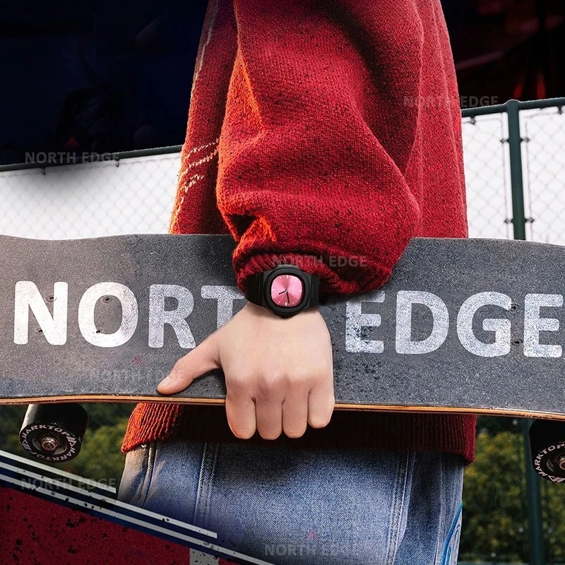 NORTH EDGE ساعة للرجل جديد فولت ساعة كوارتز موضة خفيفة الراتنج حافظة مربع السباحة 50 متر مقاوم للماء الرجال الساعات هدية صندوق #4