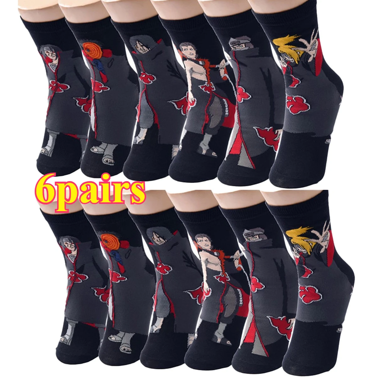 

6pairs bandai Hip Hop Street Style Anime Socks Men Women Novelty Funny Casual Crew Socks CuteYoga socks cycling socks