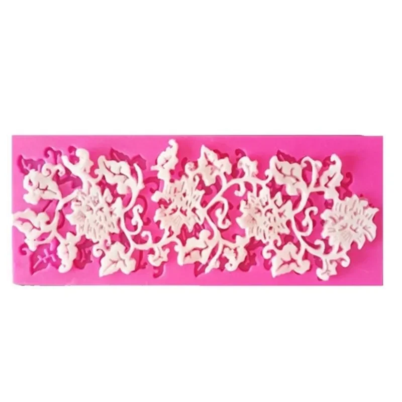 Lace Flower And Leaf Sugar Process Silicone Lace Embossed Cake DIY Mold Candy Decoration Mold Pad Home Kitchen Baking Mold