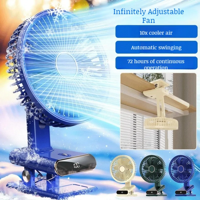 Nuovo mini ventilatore a parete ricaricabile clip multi-angolo piccolo ventilatore muto desktop display digitale ufficio dormitorio uso domestico