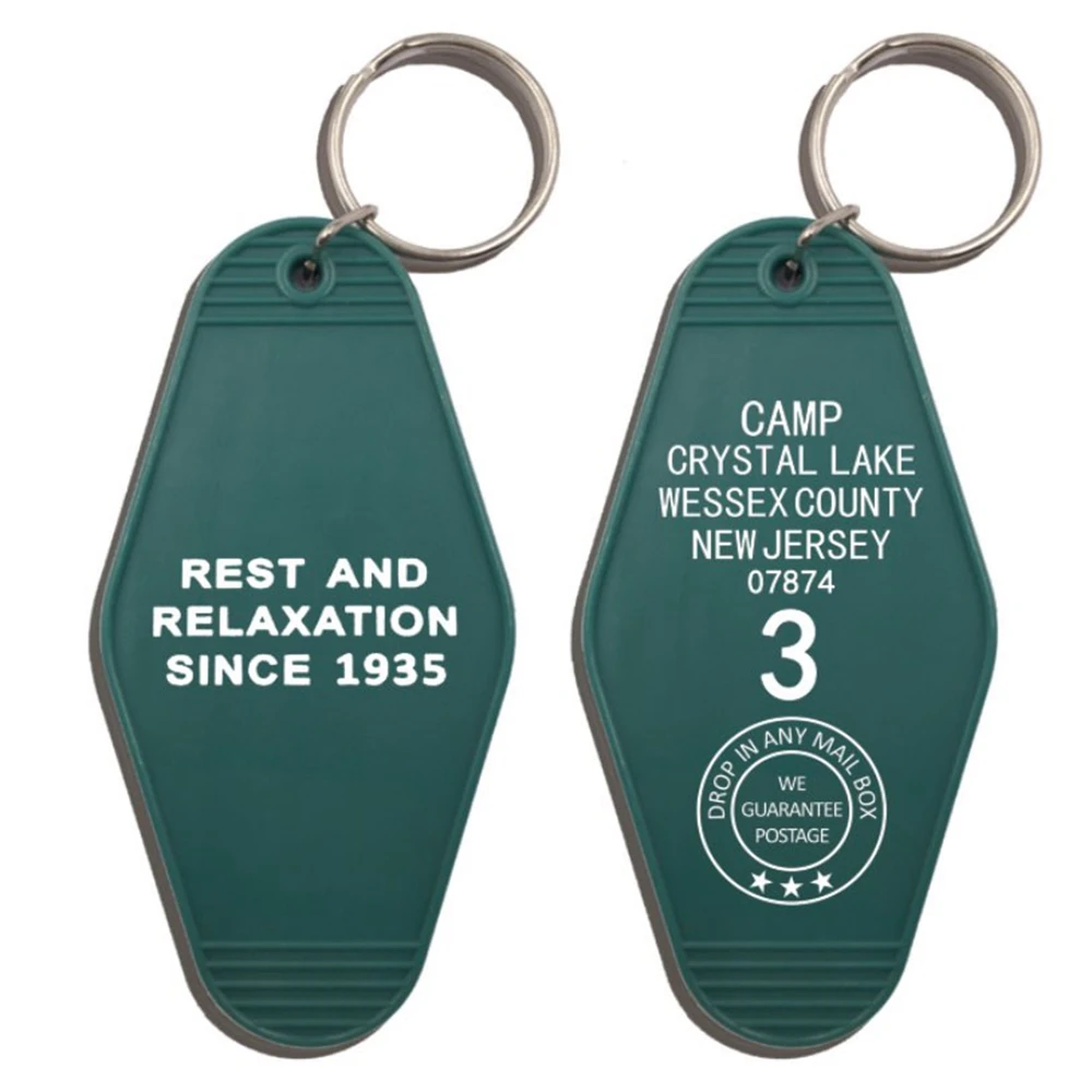 Camp Crystal Lake Wessex County New Jersey HOTEL KeyChain Keyring Tag Key Chains TV Show Office Fans Funny Accessory Custom logo